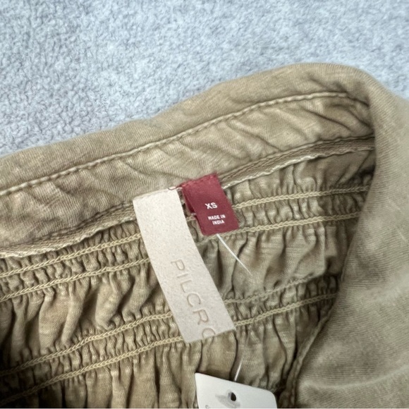 Anthropologie Pilcro Top Womens XS Brown Button Down Smocked Shacket NWT - Picture 5 of 7